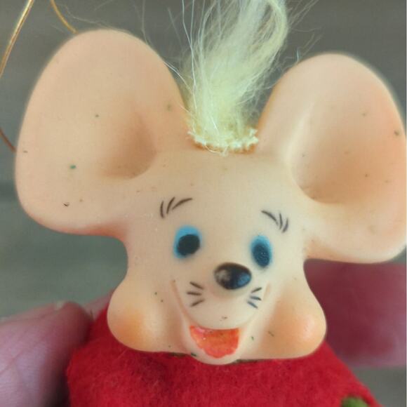 Vtg Kitschy Mouse Knee Hugger Christmas Ornament Made in Japan Anthropomorphic - Picture 6 of 10